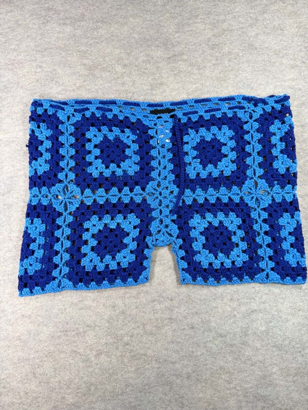 VICI Clio Geometric Crochet Cover Up granny square Shorts Blue